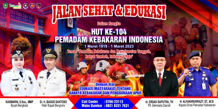 HUT Damkar ke 104, Damkar Bengkalis Gelar Jalan Santai dan Edukasi Pemadaman Kebakaran