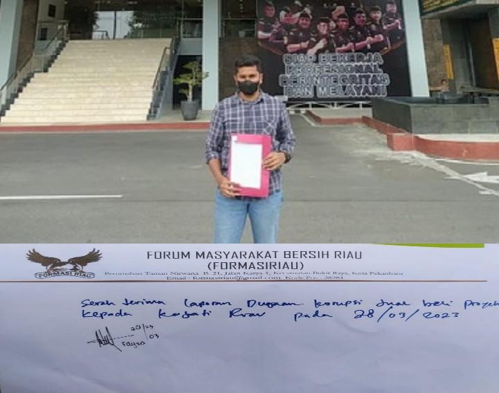 FORMASI RIAU Laporkan Bupati Rohil AS ke Kejati Riau Atas Dugaan Jual Beli Proyek