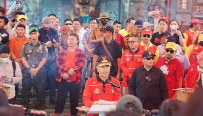 Bupati Rohil Afrizal Sintong Sambut Rombongan Tamu Event Ritual Bakar Tongkang 2023