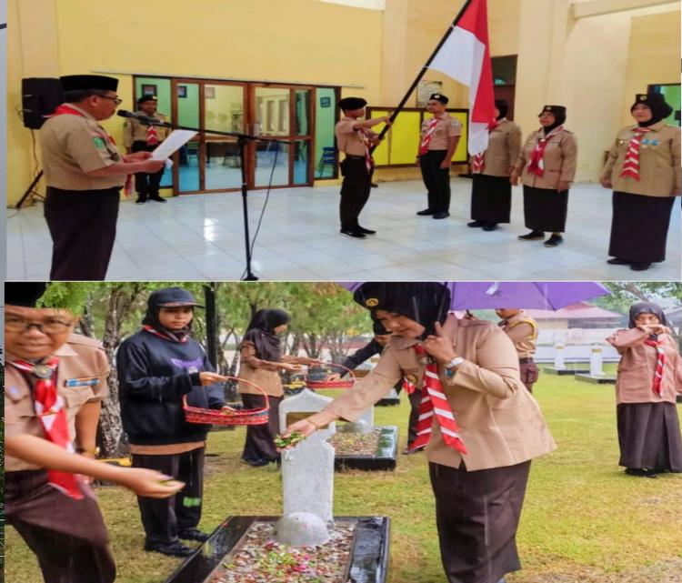 Meski Hujan, Kwarcab Bengkalis Tetap Dilaksanakan Ulang Janji dan Ziarah Makam Pahlawan 