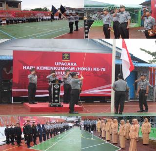 Puncak Peringatan Hari Kemenkumham Ke-78, Lapas Bengkalis Gelar Upacara Bendera Berlangsung Dengan Khidmat  