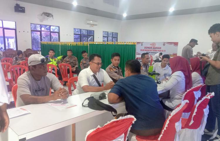 HUT Humas Polri ke-72, Polres Bengkalis Giat Donor Darah bersama Wartawan Pulau Bengkalis