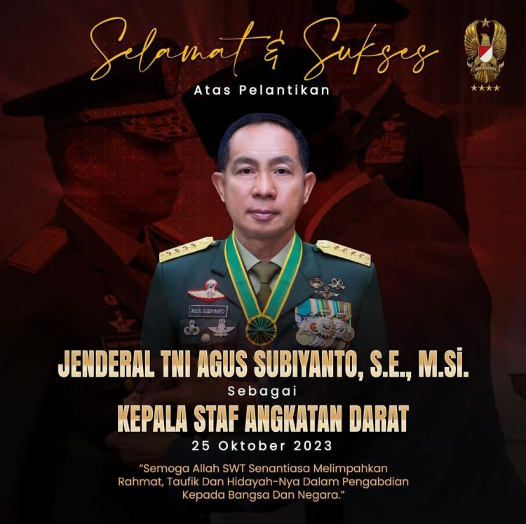 IMO-Indonesia Ucapkan Selamat atas Dilantiknya Jenderal Agus Subiyanto Sebagai KSAD