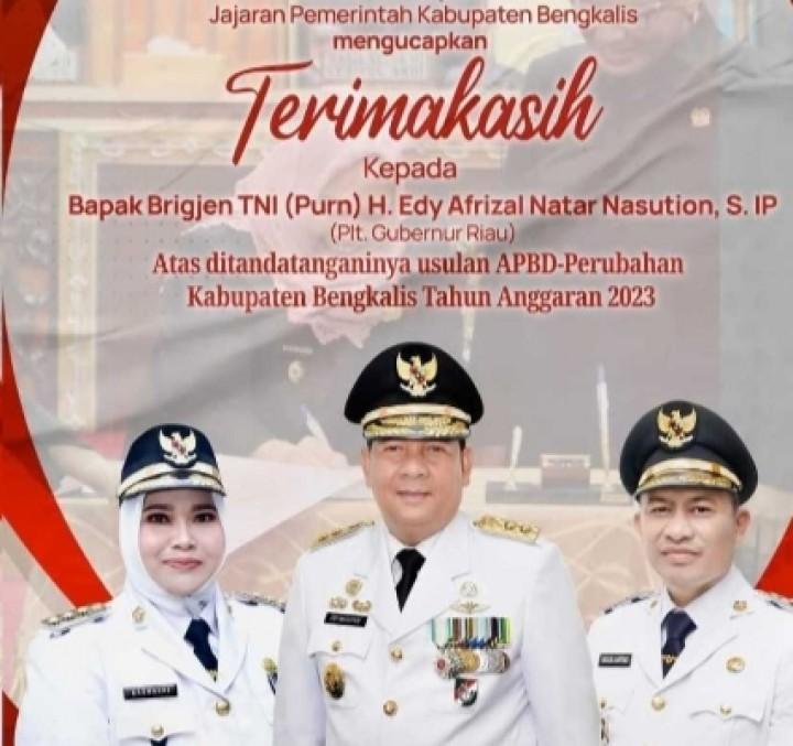Alhamdulillah APBD-P 2023 Bengkalis sudah Ditandatangani, Masyarakat: Terimakasih Plt Gubri Edy Natar Nasution