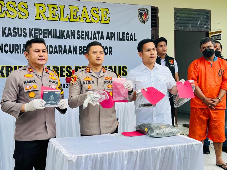Pemilikan Senjata Api Rakitan dan Penggelapan Sepeda Motor Diamankan Polres Bengkalis