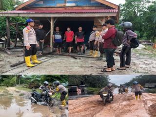 Sosialisasikan Pemilu Damai, Polsek Siak Kecil Lewati Jembatan Rapuh dan Jalan Lumpur Jumpai Gen Z