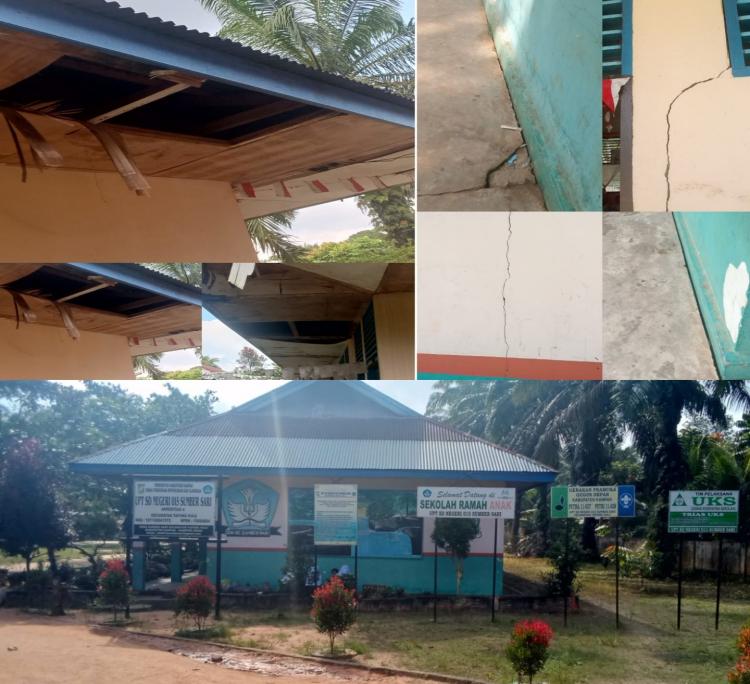 Pondasi Ruang Gedung SDN 015 Desa Sumber Sari Mengkhawatirkan, Kadispora Minta Kepsek Segera Mengajukan Proposal