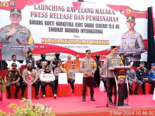 Kapolda Riau Pimpin Pemusnahan Sabu ±15,6 Kg Merupakan Jaringan Internasional