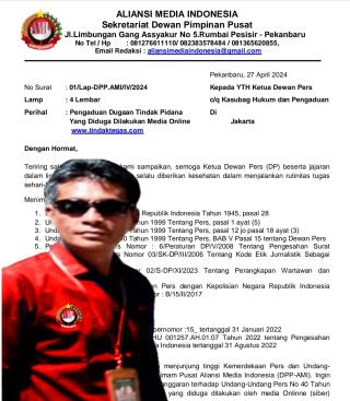 Tegakkan UU Pers, AMI Resmi Laporkan Media dan Teva Iris Pemilik Media Online ke Dewan Pers