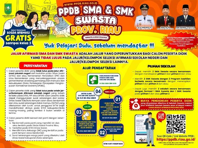 Siap-siap di PPDB Jalur  Bosda Afirmasi, Pemprov Riau Siapkan Beasiswa Sampai Tamat di SMA dan SMK Swasta