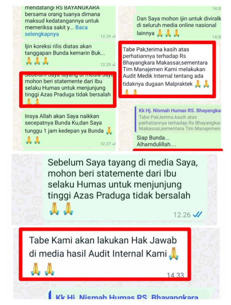 Humas RS Bhayangkara Makassar Memberikan Statemente Aneh Saat Dikonfirmasi Wartawan