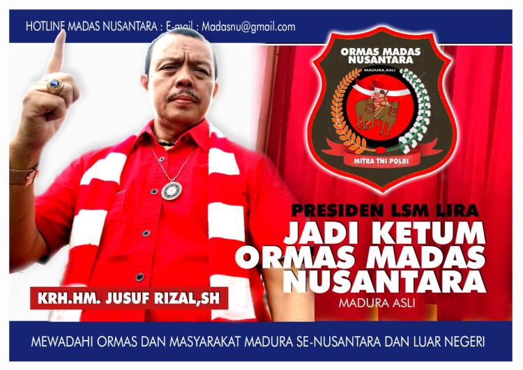 Presiden LSM LIRA, HM Jusuf Rizal Secara Aklamasi Pimpin Ormas Madas Nusantara 2024-2029