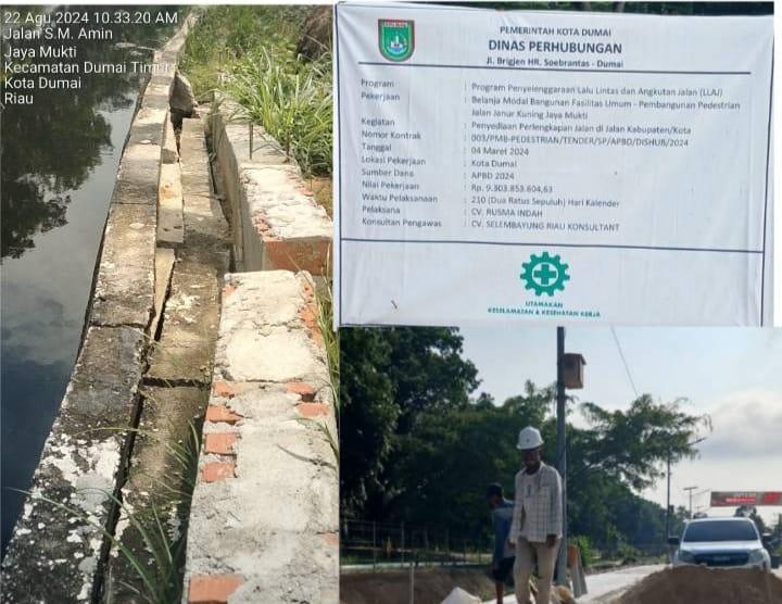 Proyek Pedestrian Kota Dumai Terlihat Ambruk Menjadi Sorotan Publik, Terkesan Asal Jadi