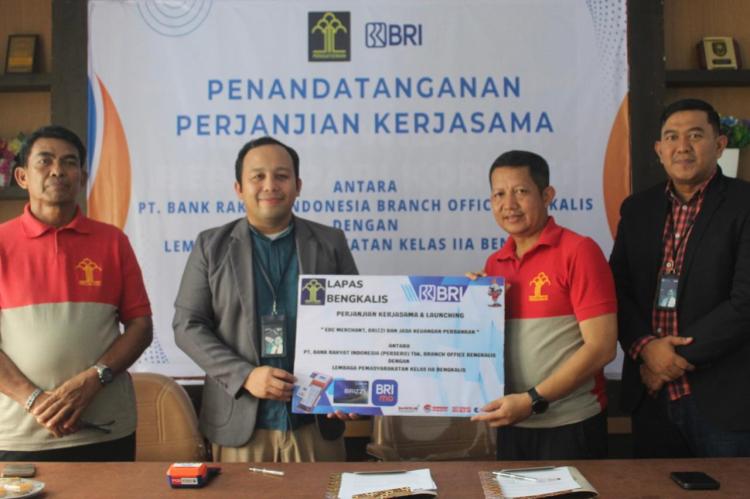 Jaga Integritas Transaksi, Lapas dan BRI Cabang Bengkalis Teken Perjanjian Kerjasama e-Money