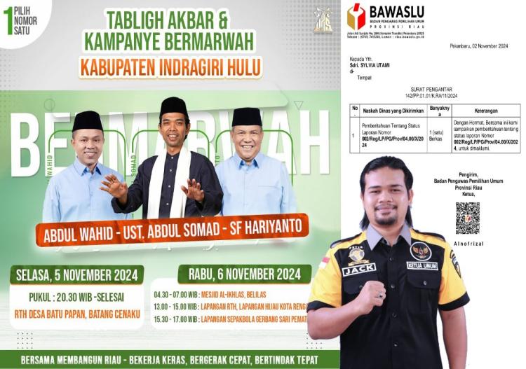 Soal Kampanye Wahid, Bawaslu dan KPU Riau Jangan Lakukan Pembiaran Pelanggaran Aturan Kampanye, PETIR: DKPP Diminta Ambil Tindakan Tegas