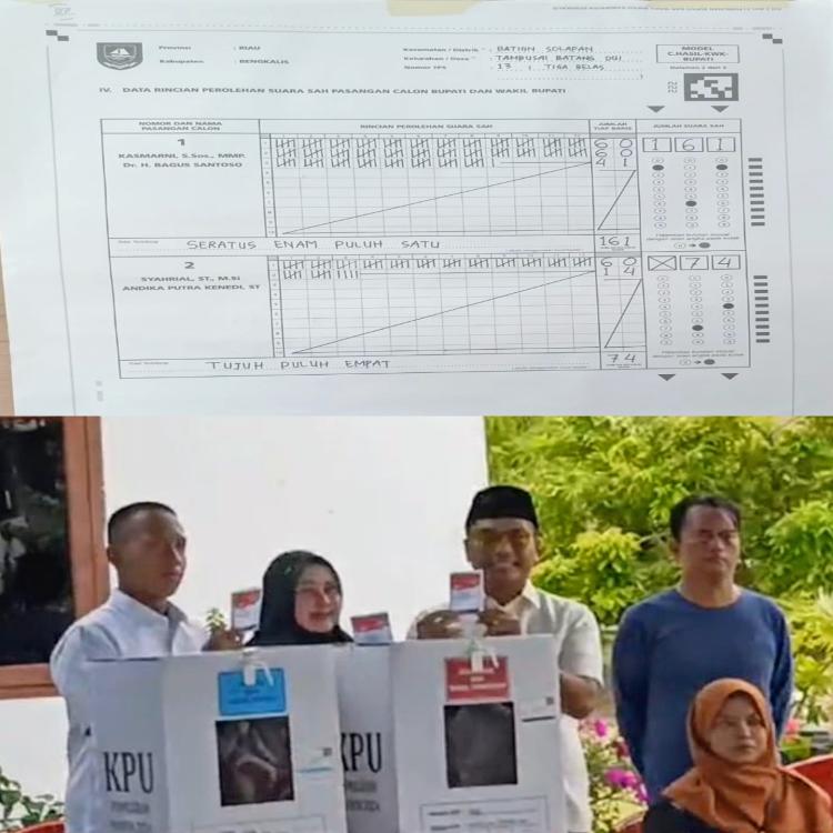 TPS 13 Tempat Cabup Syahrial Memilih Kalah, Kasmarni Lebih Unggul