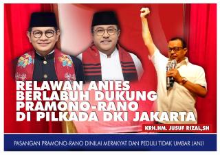 Relawan Anies Dukung Pramono-Rano di Pilkada DKI Buat Jakarta Menyala