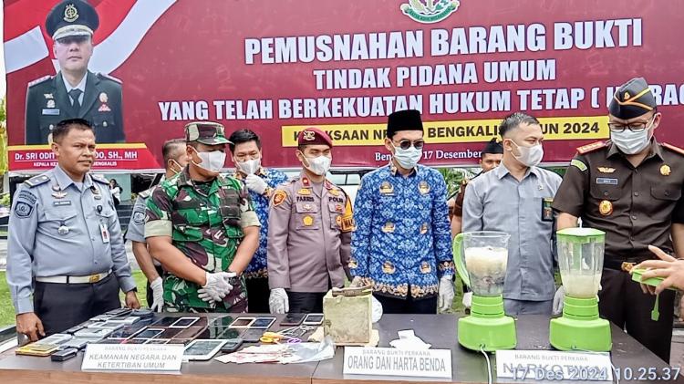 Pemusnahan BB Narkotika Akhir Tahun 2024, Kajari Bengkalis Odit Sebut Sebanyak 187 Perkara