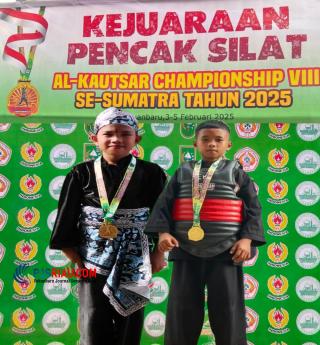 Kejuaraan Pencak Silat Champions ke-8 se-Sumatera di Ponpes Al-Kautsar, SDN 23 Bengkalis Raih 2 Medali Emas