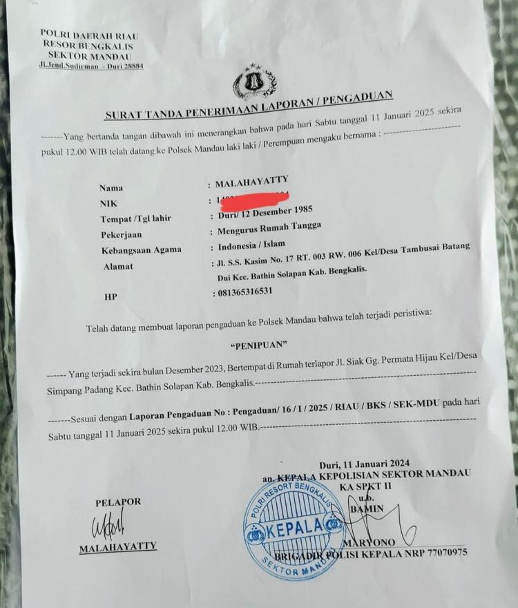 Info Kapolda Riau dan Kapolres Bengkalis: Kanitreskrim Polsek Mandau Blokir Nomor Korban, Ini Amanah Presiden Prabowo Subianto 
