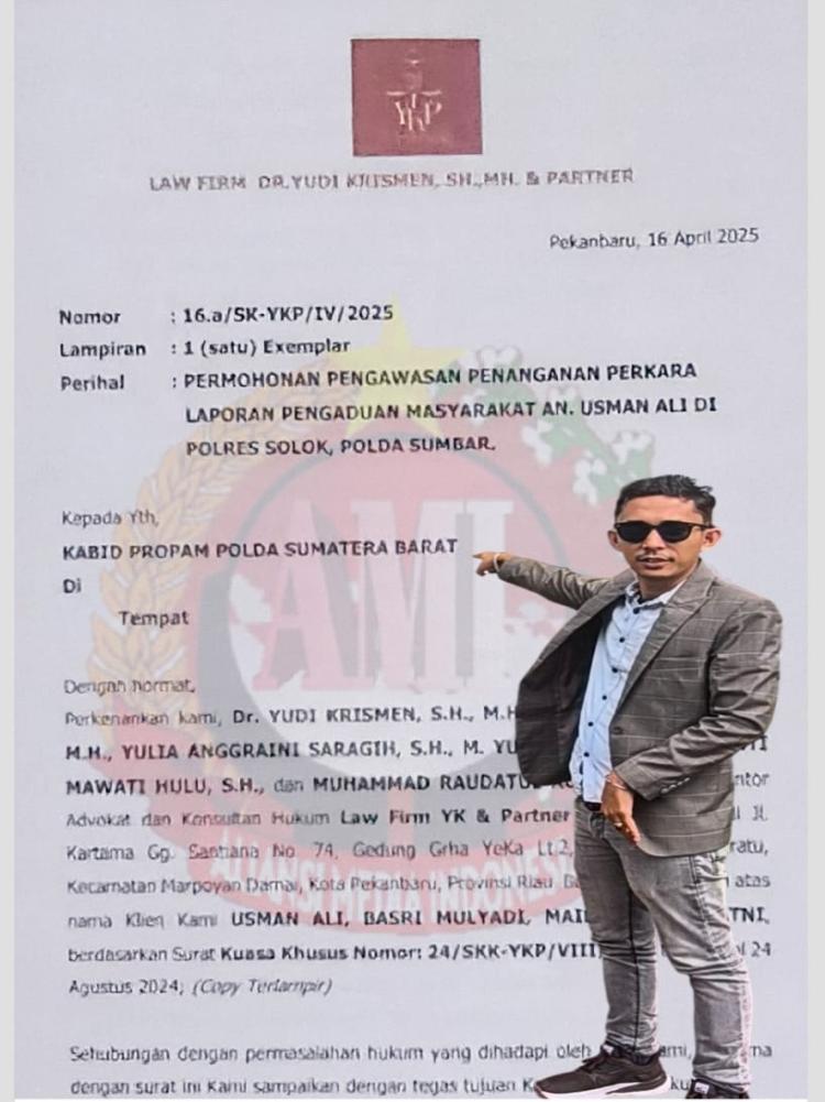 Terindikasi Adanya Kecurangan, Law Firm YK& Partner Layangkan Surat ke Irwasda dan Kabid Propam Polda Sumbar
