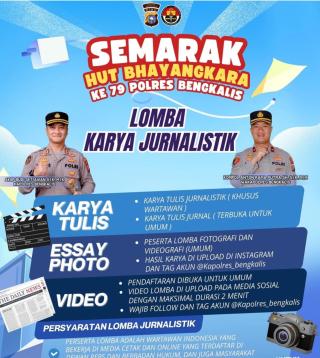 Spektakuler HUT Bhayangkara ke-79, Polres Bengkalis Luncurkan Kompetisi Jurnalistik