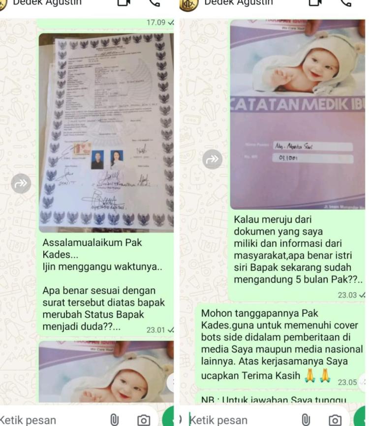 Skandal Asmara dan Dugaan Kehamilan Wanita Berinisial NS, Diduga Kades Sumber Sari Palsukan Status Demi Nikah Siri