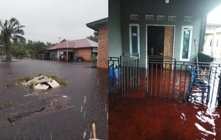 Hujan Deras Menggenangi Desa Muntai, Sekolah dan Permukiman Ikut Terendam