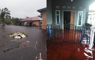 Hujan Deras Menggenangi Desa Muntai, Sekolah dan Permukiman Ikut Terendam