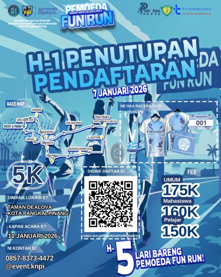 Pemoeda Fun Run: Pemuda Pangkalpinang Bergerak Sehat di Awal Tahun