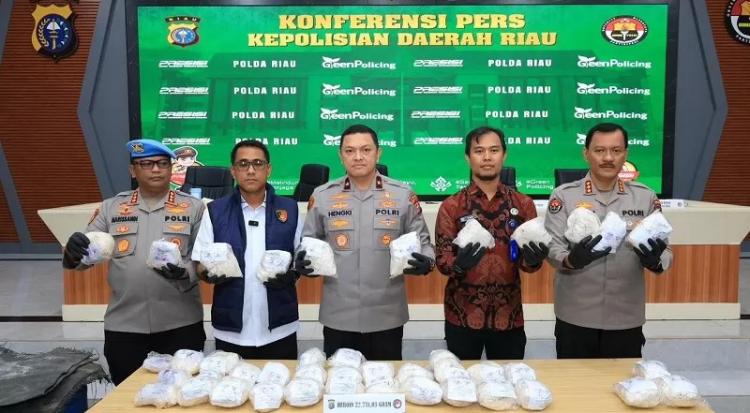 Jaringan Heroin Rp68 Miliar Terbongkar di Bengkalis, Polda Riau Sita 22,7 Kg Barang Bukti