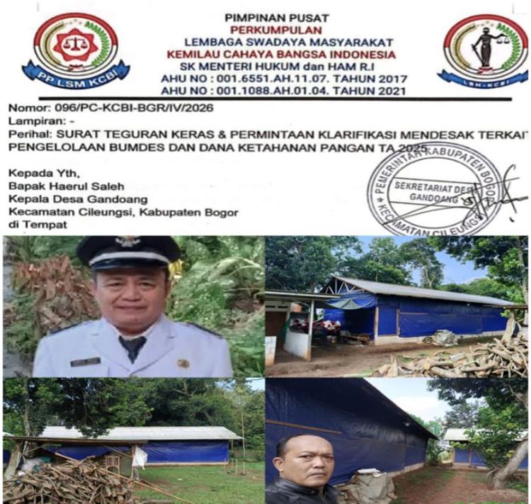 KCBI Sorot BUMDes Gandoang, Dana Penjualan Ayam Diduga Masuk Rekening Misterius