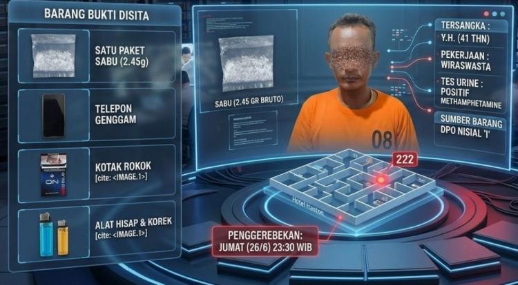 Polsek Bukit Batu Gerebek Kamar Hotel Haston, Pria 41 Tahun Diciduk Bersama Sabu